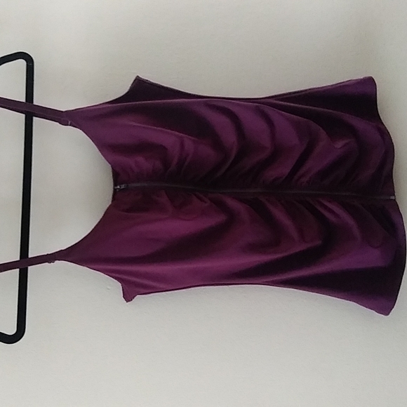 Fabletics Mia Spotify Purple Ruched Zip Front Athletic Tank Top sz M - Picture 14 of 14